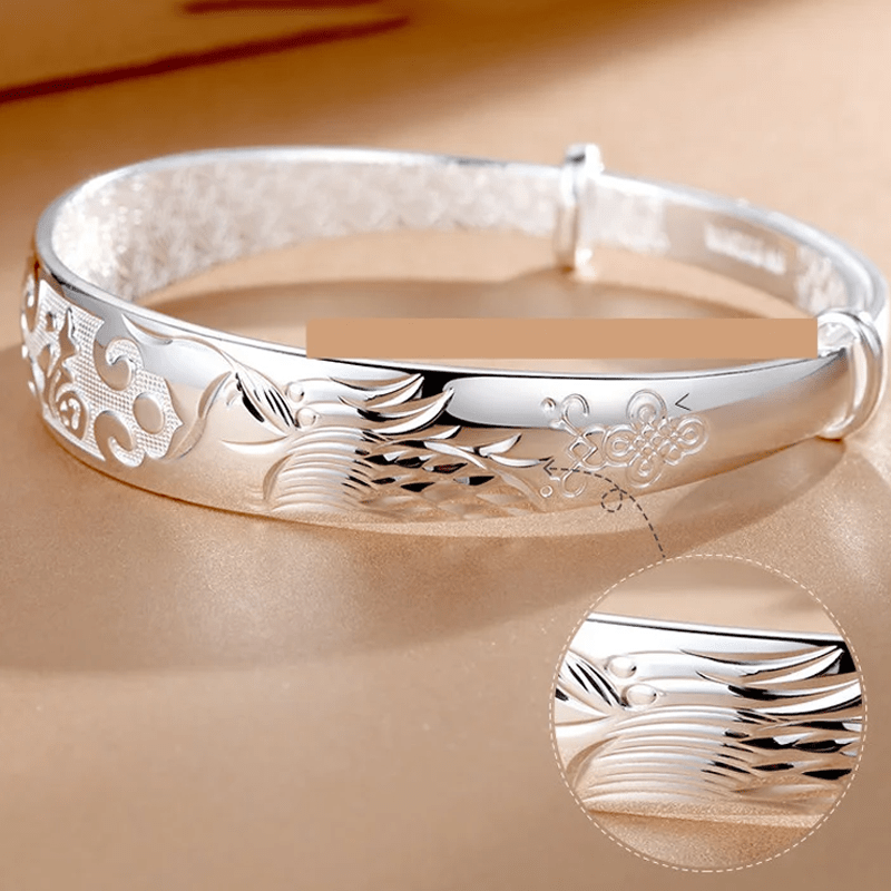 Silbernes Drachen- und Phönix-Armband